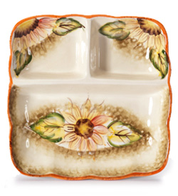 Ceramic 3-Section Square Tray
