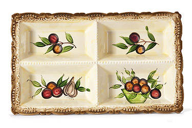 Ceramic 4-Section Oblong Tray
