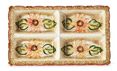 Ceramic 4-Section Oblong Tray