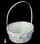 White Round Bamboo Basket w/Liner #29/1501W