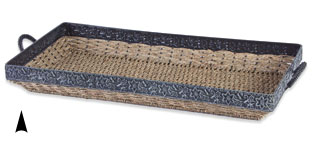 Jumbo Oblong Seagrass Tray w/Metal Rim