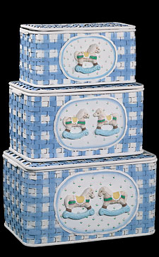  S/3 Blue Rocking Horse Toy Chests #2/3342A