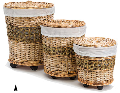 S/3 Willow Hampers w/Cloth Linings #5/409