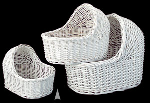 S/3 White Jumbo Doll Cradles