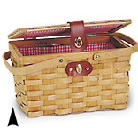 Lined Wood Picnic Basket #5/631